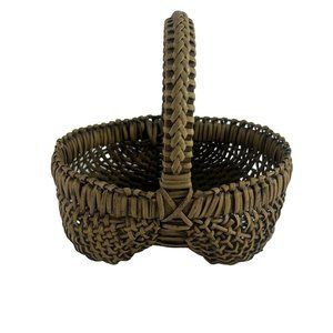 Vintage Buttocks Basket Egg Gathering Small Rustic Primitive Folk Art Woven